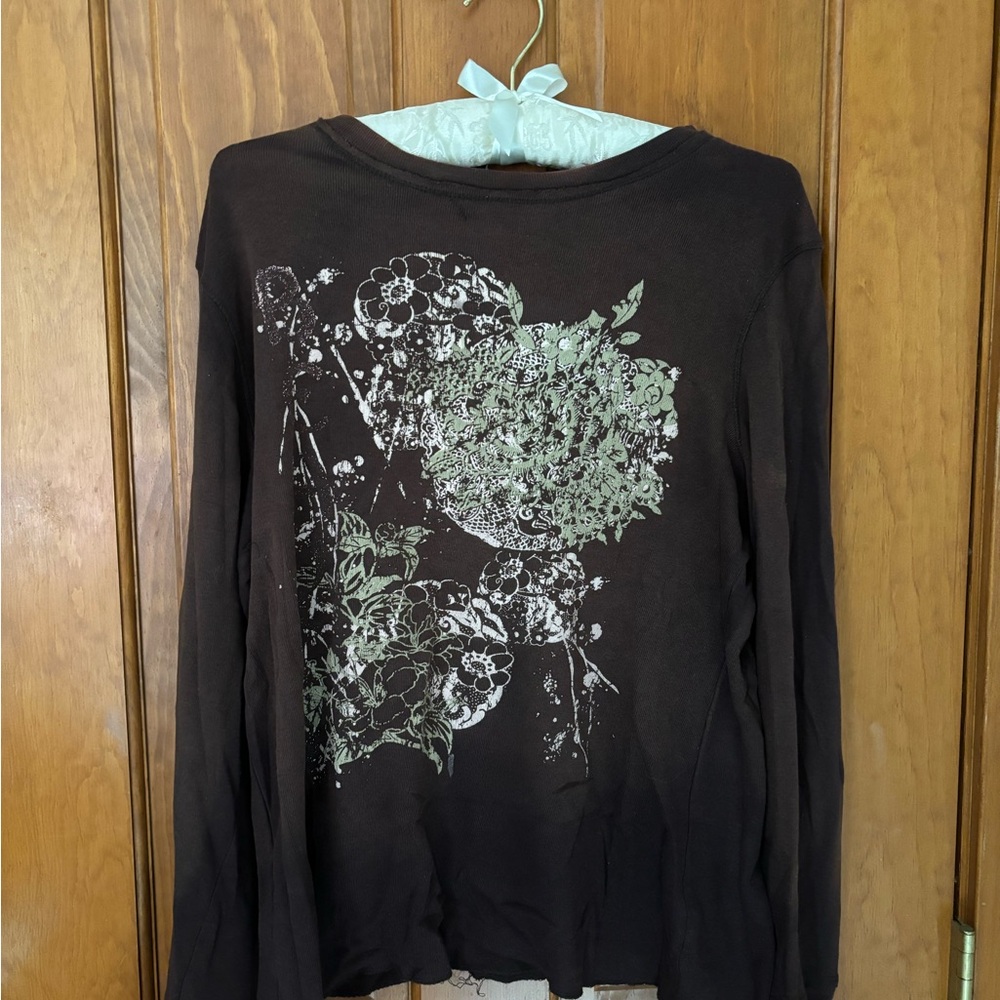 Lei Chocolate Brown Long Sleeve Top Y2K